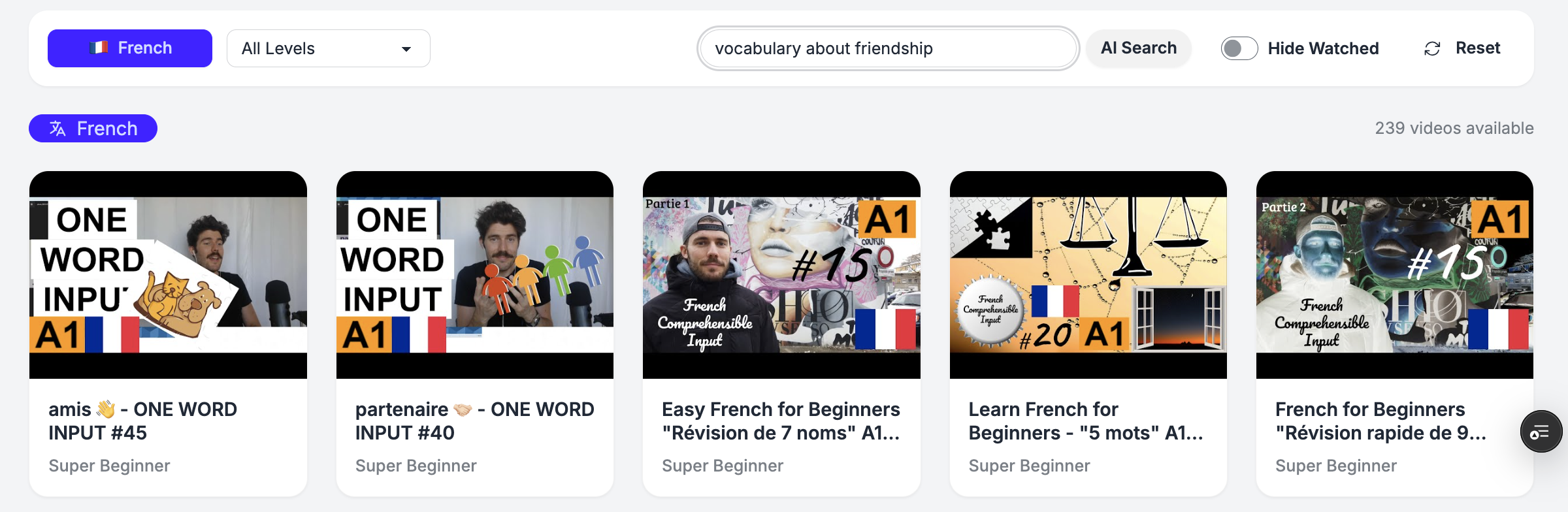 French friendship search results